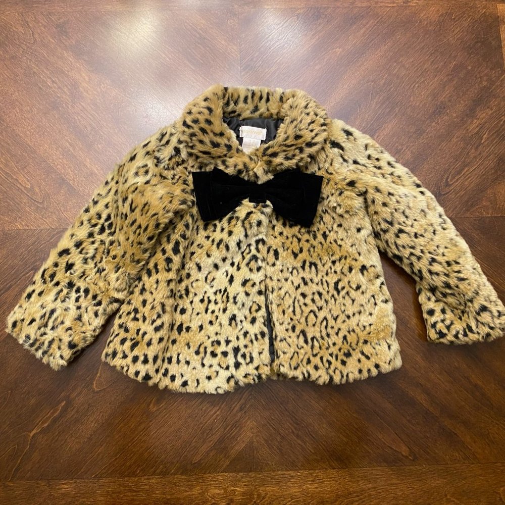 Girls Animal Print Fur 4T Jacket - Soft & Stylish!